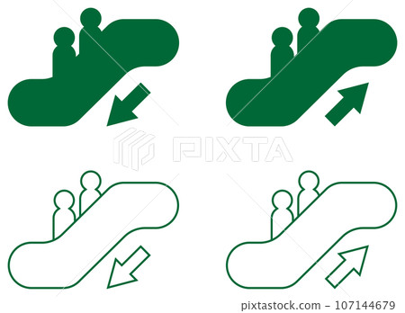 Escalator icon set green 107144679
