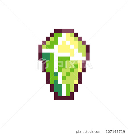 Retro 8bit Green Emerald Pixel Crystal - 90s Arcade Game Gem Design. 107145719