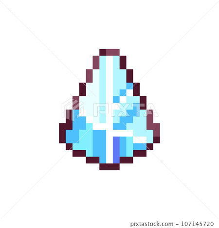 Pixel art Blue Brilliant Crystal Icon. Retro - Stock