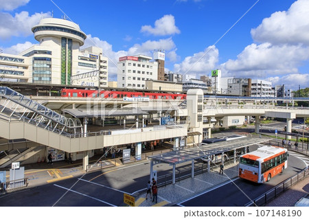 Meitetsu train parked at Toyota City, Toyota City Station Meitetsu train parked at Toyota City, Toyota City Station 107148190