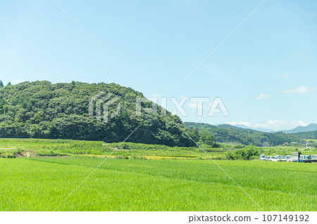 圖庫照片: 從車內看到的鄉村風景 107149192