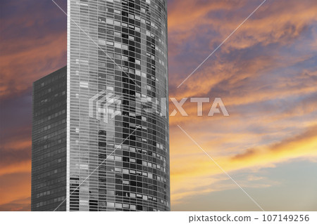 Skyscrapers La Defense (against the background of a sky at sunset), commercial and business center of Paris, France Skyscrapers La Defense (against the background of a sky at sunset), commercial and business center of Paris, France 107149256