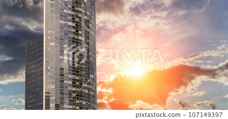 Skyscrapers La Defense (against the background of a sky at sunset), commercial and business center of Paris, France Skyscrapers La Defense (against the background of a sky at sunset), commercial and business center of Paris, France 107149397
