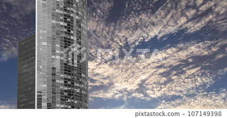 Skyscrapers La Defense (against the background of a sky at sunset), commercial and business center of Paris, France 107149398