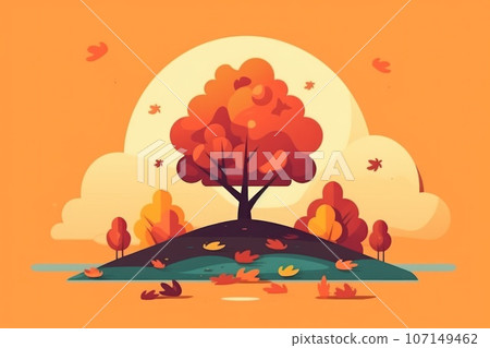 Simple flat Design of autumn Generative AI 107149462