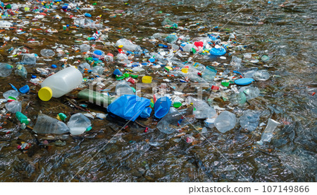 Plastic pollution of the river, ecological pollution of the reservoir. 107149866