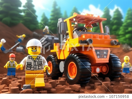 the labor day poster with 3d cartoon character in toy style. AI Generative. 107150958
