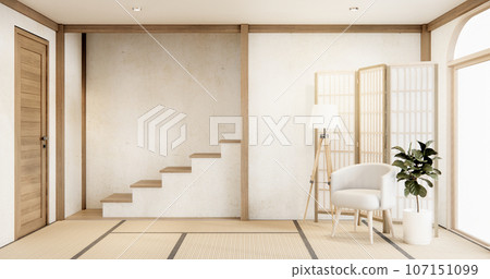 Muji chair furniture and japan room interior design minimal.3D rendering 107151099
