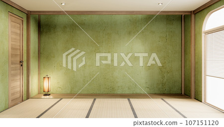 Muji Green empty room japanese style minimal interior.3D rendering Muji Green empty room japanese style minimal interior.3D rendering 107151120