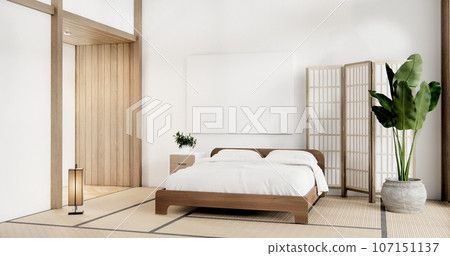 Muji Japan bedroom interior minimal style, Japanese interior.3D rendering 107151137