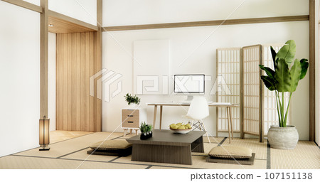 Muji living room japanese style and decoration for japan.3D rendering 107151138