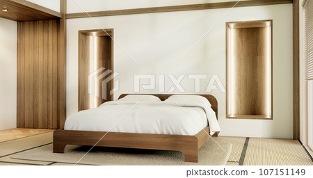Muji Japan bedroom interior minimal style, Japanese interior.3D rendering 107151149