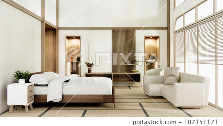 Muji Japan bedroom interior minimal style, Japanese interior.3D rendering Muji Japan bedroom interior minimal style, Japanese interior.3D rendering 107151171