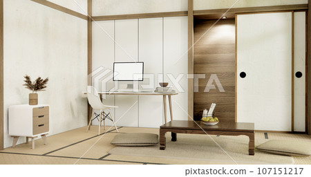 Muji living room japanese style and decoration for japan.3D rendering Muji living room japanese style and decoration for japan.3D rendering 107151217