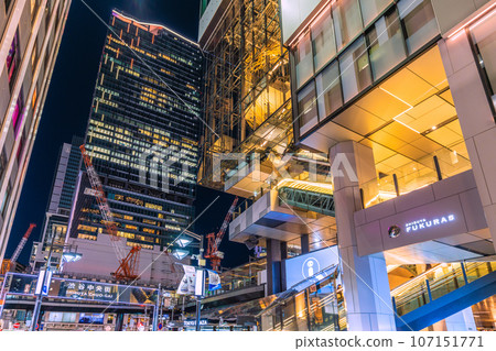Tokyo cityscape in Japan September. View of Shibuya Station, Tokyu Plaza, Scramble Square, etc. from Shibuya Chuo-gai = 24th Tokyo cityscape in Japan September. View of Shibuya Station, Tokyu Plaza, Scramble Square, etc. from Shibuya Chuo-gai = 24th 107151771