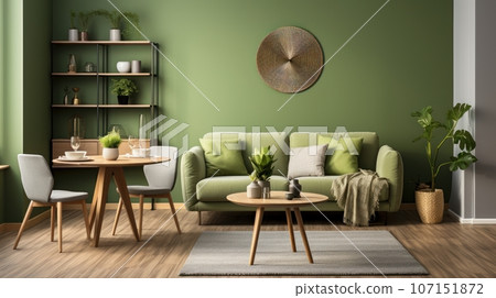 Interior of modern cozy scandi living room in... - Stock Illustration ...