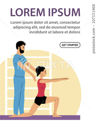 Girl patient doing exercises under the supervision of a man doctor 107151908