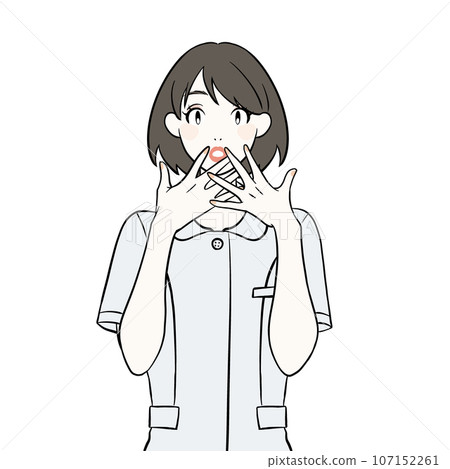 Illustration of a nurse with a surprised expression 107152261