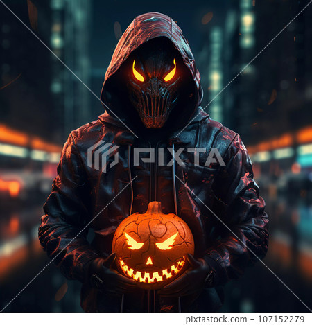 Scary Cyberpunk Horror Halloween Monster 107152279
