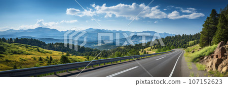 Highway along mountains and forests Highway along mountains and forests 107152623