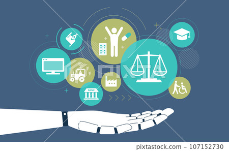 Image illustrations and vectors of artificial intelligence spreading to various industries 107152730