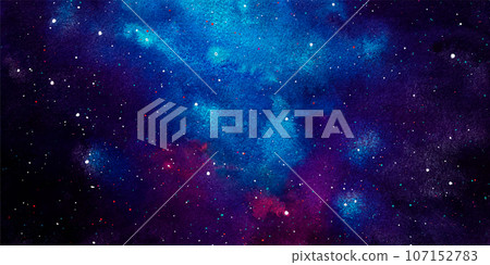 Vector cosmic illustration. Beautiful colorful space background. Watercolor Cosmos 107152783