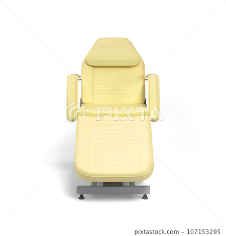 new white leather cosmetology chair with adjustable positions front view 3d render on white 107153295