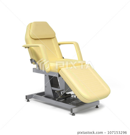 new white leather cosmetology chair with adjustable positions perspective view 3d render on white 107153296