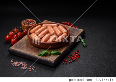 Delicious fresh vegetarian sausage or sausage made from vegetable protein tofu or seitan Delicious fresh vegetarian sausage or sausage made from vegetable protein tofu or seitan 107153413