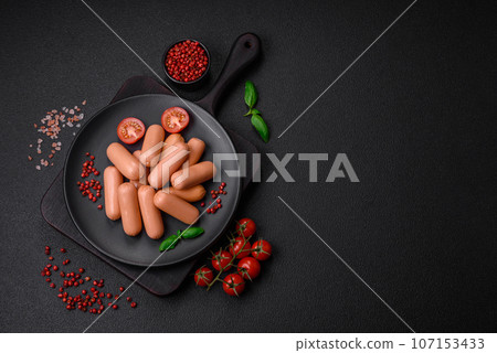 Delicious fresh vegetarian sausage or sausage made from vegetable protein tofu or seitan Delicious fresh vegetarian sausage or sausage made from vegetable protein tofu or seitan 107153433
