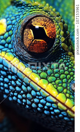 Close-up of the reptile's eye. Generated by Ai 107153961