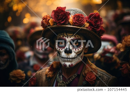 People celebrate the Day of the Dead. Generative AI 107154445
