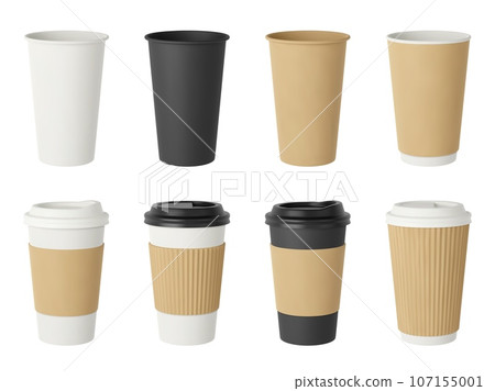 Coffee hot drink paper cups. Cafe, restaurant or take out coffee plastic  cups, disposable plastic hot drinks coffee cup vector illustration. Paper  coffee cups, Stock vector