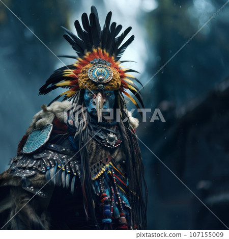 Bird-faced deity portrait 107155009