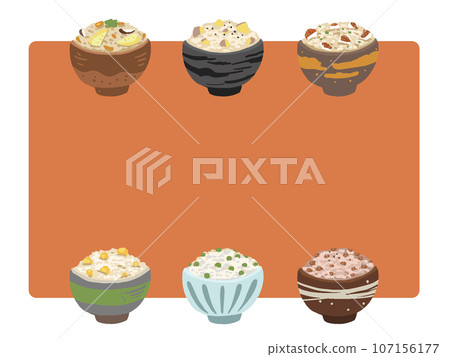 Autumn taste Mixed rice Simple hand-drawn frame illustration of cooked rice 107156177