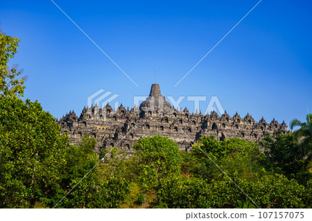 Borobudur Temple on a clear day (Java Island, Indonesia) 107157075