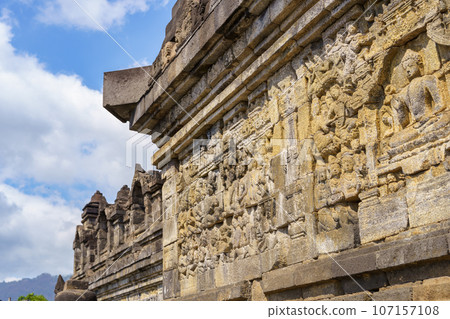 Relief on the wall of Borobudur Temple (Java, Indonesia) 107157108