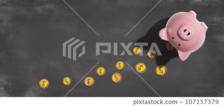 Financial crisis and money lost concept with piggy bank 107157379