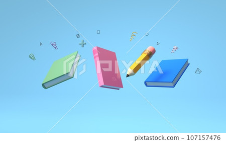 Books and a pencil - Educational theme - 3D Books and a pencil - Educational theme - 3D 107157476