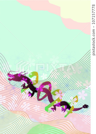 Dragon New Year's card zodiac background 107157778