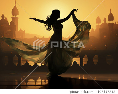 Arabian Nights beautiful female silhouette AI image Arabian Nights beautiful female silhouette AI image 107157848