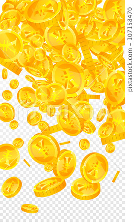 Chinese yuan coins falling. Scattered gold CNY coins. China money. Jackpot wealth or success concept. Vector illustration. Chinese yuan coins falling. Scattered gold CNY coins. China money. Jackpot wealth or success concept. Vector illustration. 107158470
