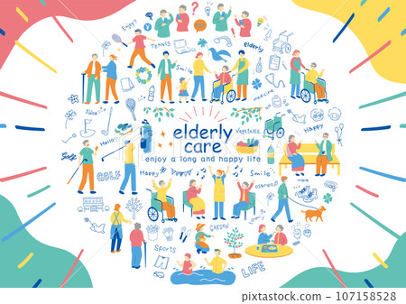 Elderly care illustration material collection Elderly care illustration material collection 107158528
