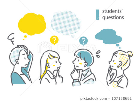 思考大學生-簡單時尚的線畫插圖 107158691