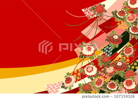 Strip of paper chrysanthemum full of flowers red 107159326