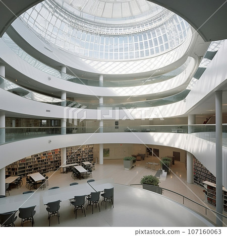 Generative Ai Illustration. Atrium Library. High quality photo Generative Ai Illustration. Atrium Library. High quality photo 107160063