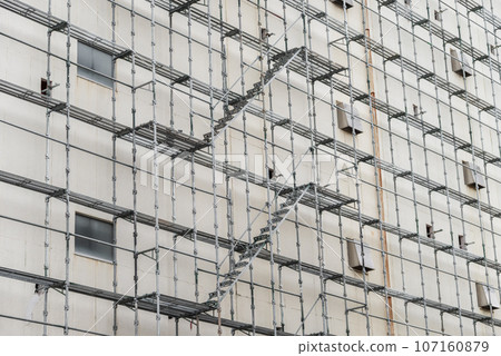 Scaffolding and stairs for demolition work 107160879