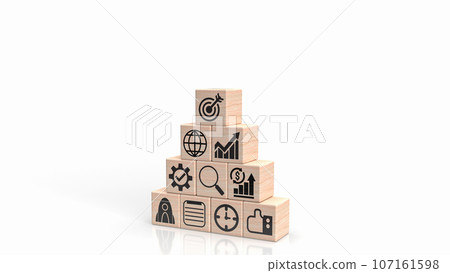 The Business icon on wood white Background  3d rendering. 107161598