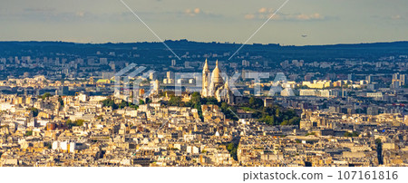 Paris from above with Montmarte Hill - aerial view 107161816