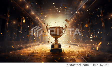 獲勝的杯子和五彩紙屑在空中跳舞生成ai 107162038